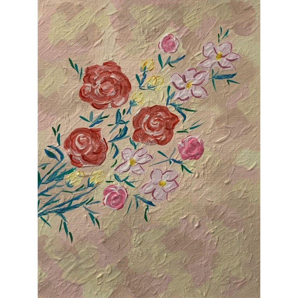Bouquet of Blooms, Floral Art, Acrylic Painting